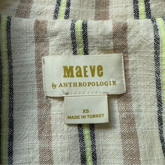 Anthropologie Maeve Cotton Stripe Boyfriend Blazer Jacket XS Oversized - Picture 3 of 8